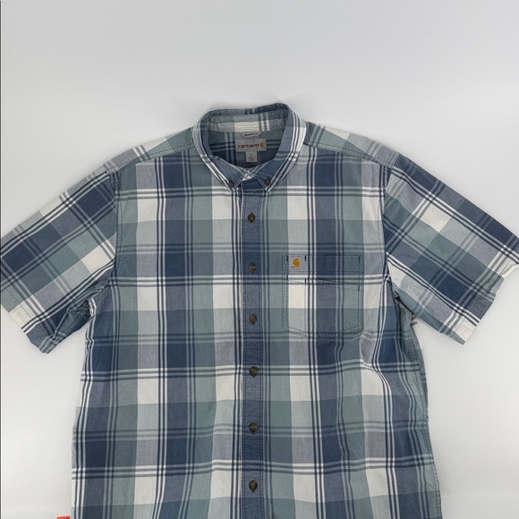 CARHARTT Relaxed Fit Lightweight Short Sleeve Button Up Shirt Mens Large Tall - Picture 2 of 11